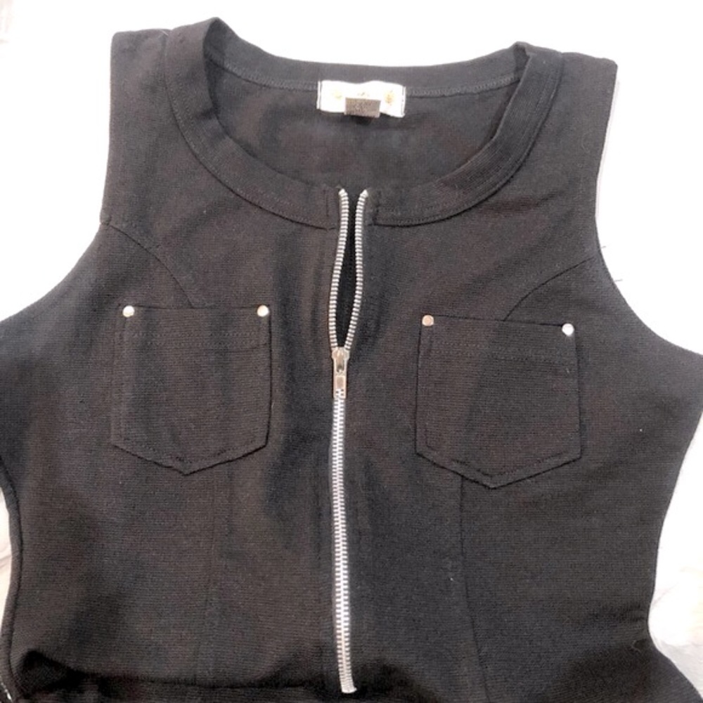 THREE BEE label black sleevless front half zip bodysuit sizeL excellent cond - Picture 13 of 14